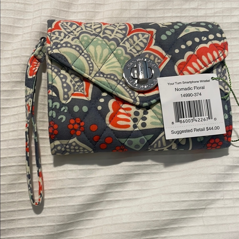 Vera Bradley Gray and Red Clutch Wristlet - Nomadic Floral